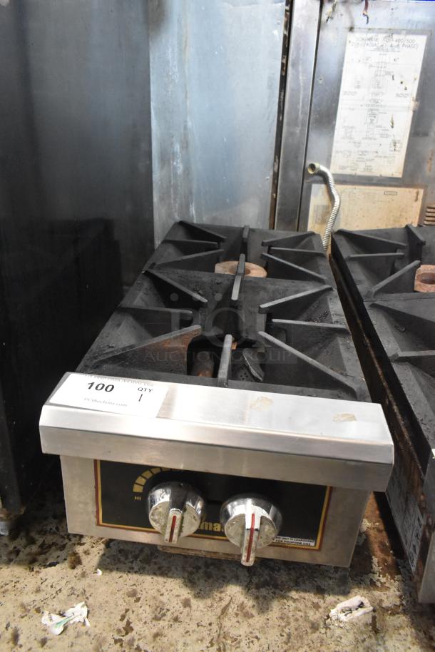 Toastmaster TMDO-12 stainless steel commercial countertop propane gas 2-burner range in used condition, visible controls.