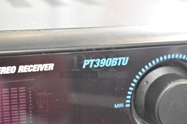 Pyle PT390BTU Digital Home Theater Bluetooth Stereo Receiver with knobs and display panel, in used condition.