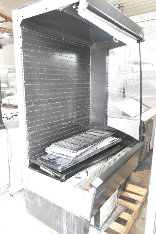 Master-Bilt metal commercial open grab-n-go merchandiser, missing one side panel, used condition.