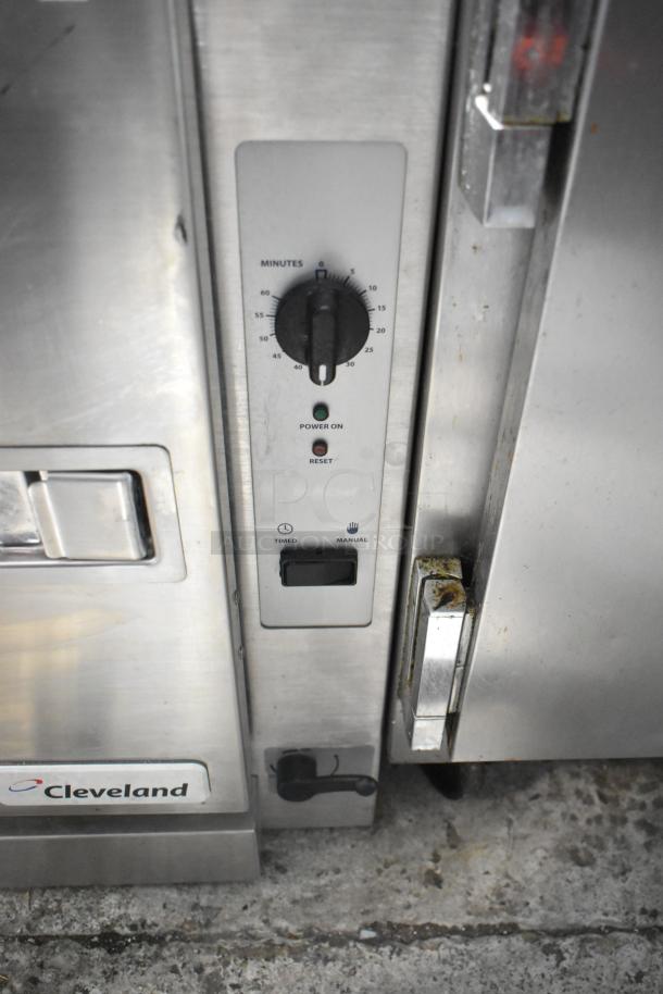 Cleveland 22CGT6.1 stainless steel commercial steam cabinet, natural gas powered, control panel visible, used condition.