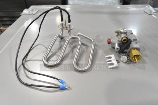 Brand new Blodgett 55127 safety valve and burner. Includes safety valve with 1/4 inch fitting and burner components.
