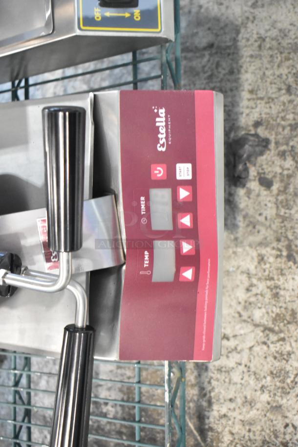 BRAND NEW 2024 Estella 348WSMXS2A stainless steel stacked waffle maker. Scratch and dent condition. Digital timer and temperature controls.