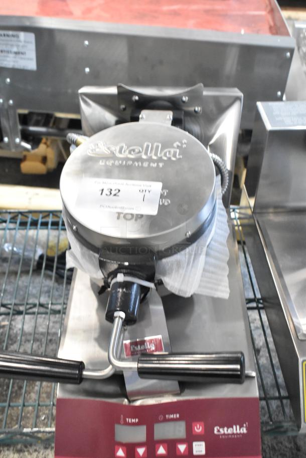 BRAND NEW 2024 Estella 348WSMXS2A Stainless Steel Stacked Waffle Maker, 120V, 1-Phase. Minor cosmetic scratches visible.