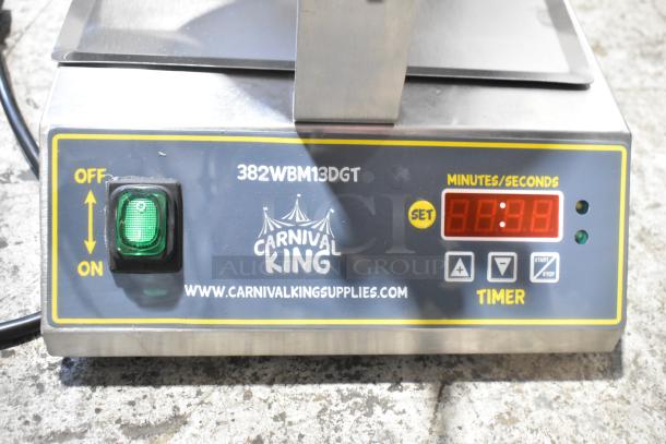 BRAND NEW Carnival King 382WBM13DGT Belgian Waffle Maker, stainless steel, non-stick, with digital timer and controls.