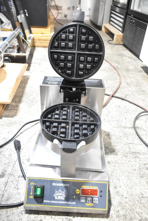Carnival King 382WBM13DGT stainless steel Belgian waffle maker, non-stick, digital timer, temp controls, scratch and dent.