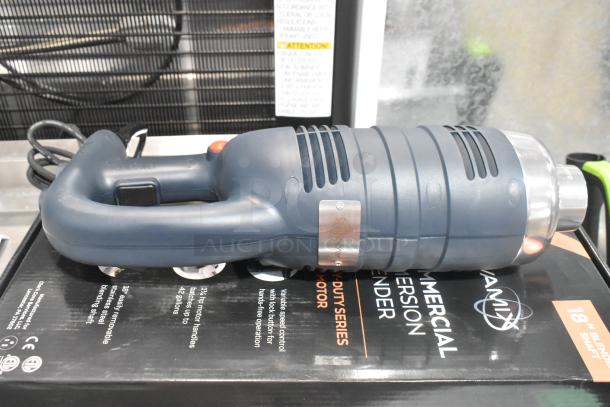 Brand new AvaMix 928IBHD18 immersion blender, 18" heavy-duty, 1 1/4 hp, 120V, scratch and dent condition, on box.