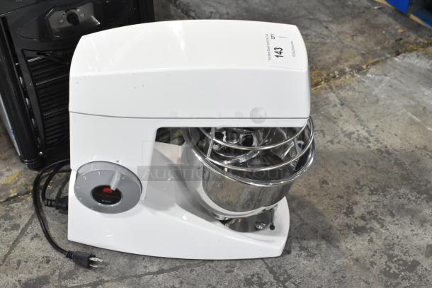 Brand new 2020 Varimixer V5A metal 5 qt commercial mixer with metal bowl, bowl guard, hook, paddle, whisk. 120V, 1 phase.