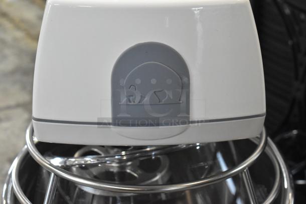 Brand new 2020 Varimixer V5A 5 Quart Mixer with metal bowl, guard, dough hook, paddle, and whisk. Scratch and dent.