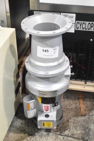 Brand new Hobart FD4/125-4 commercial garbage disposer, 1 1/4 hp, 120/208-240V, with long upper housing, labeled and tagged.