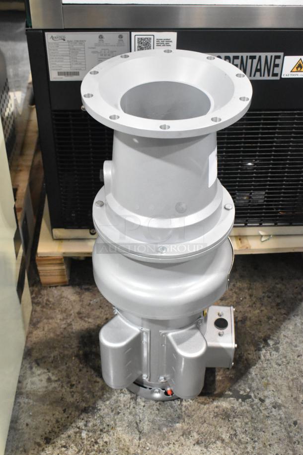Brand new Hobart FD4/125-4 garbage disposer, 1 1/4 hp, long upper housing, 120/208-240V, slight cosmetic scratches.
