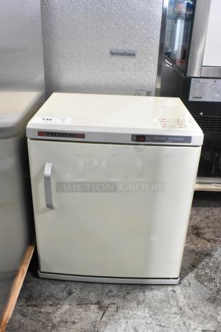 Town 28502 waterless towel steamer, new scratch and dent, 160 towel capacity, 120V, two compartments, labeled controls.