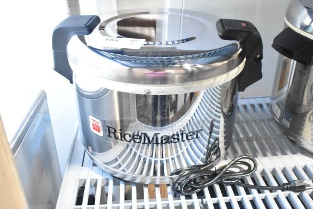 Town 56916S 72 Cup Rice Warmer, new, stainless steel finish, minor scratches. 120V, 1 phase. “RiceMaster” label visible.