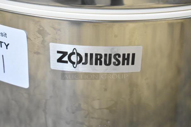 BRAND NEW SCRATCH AND DENT Zojirushi RDS-400 44 Cup Stainless Steel Sushi Rice Container with logo label visible.