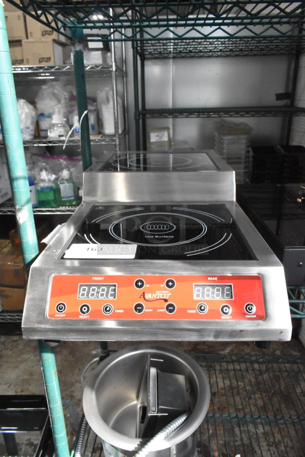 Brand new Avantco 177IC35SU stainless steel double countertop step-up induction range, scratch and dent, 208-240V, 1 phase.