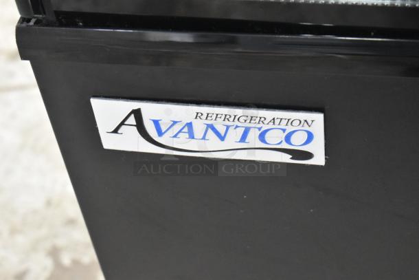 Brand new Avantco 193BC48HCB 48" curved glass bakery display case, black, refrigerated, 115V, 1 phase, minor scratch/dent.