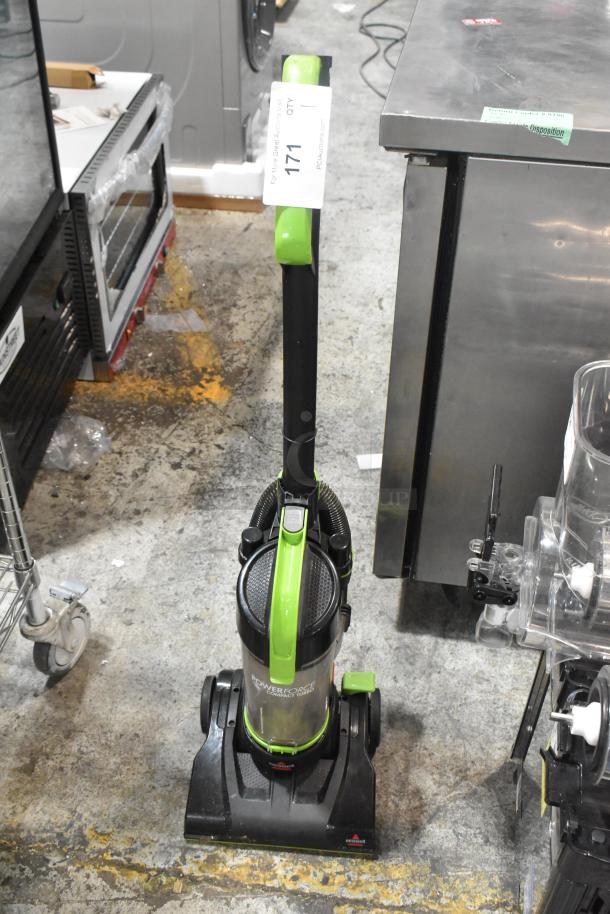 Brand new Bissell 2690 PowerForce Compact Turbo Bagless Vacuum, 120V, visible scratch and dent, auction tag attached.