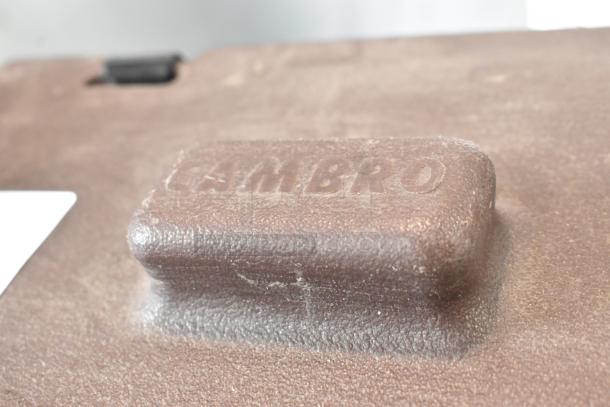 Cambro brown poly beverage holder dispenser, brand new with minor scratches and dents. Visible Cambro branding.