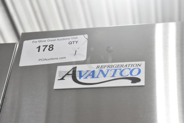 Stainless steel Avantco 178A19FHC commercial freezer; label shows PCI Auctions tag with item number 178.