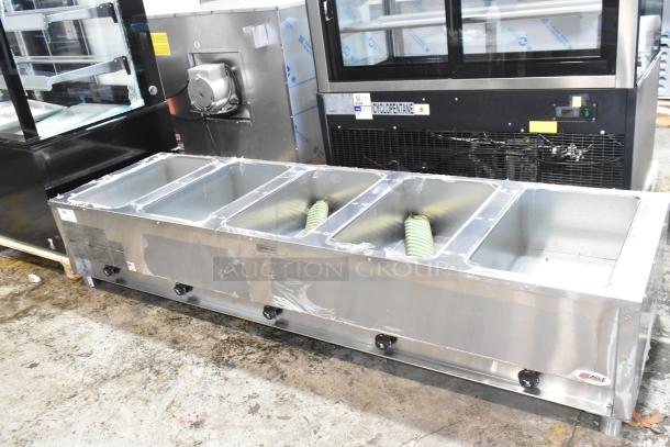 BRAND NEW Eagle HT5-NG stainless steel commercial natural gas steam table, five pan, 17,500 BTU, scratch and dent.