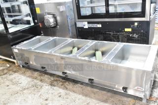 BRAND NEW Eagle HT5-NG stainless steel commercial natural gas steam table, five pan, 17,500 BTU, scratch and dent.