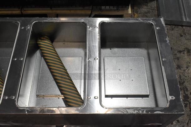 Eagle HT5-NG stainless steel commercial steam table, five pans, natural gas, 17,500 BTU, brand new with minor scratches.