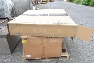 Brand new refrigerator door panel, model 346854 and SKSPK480FM, in original packaging. Some box wear visible.