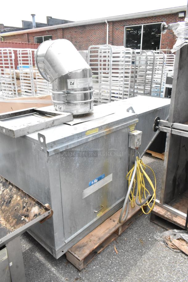 FloAire SA15 commercial air vent, metal construction, with visible duct, wiring, and a FloAire label. Used condition.
