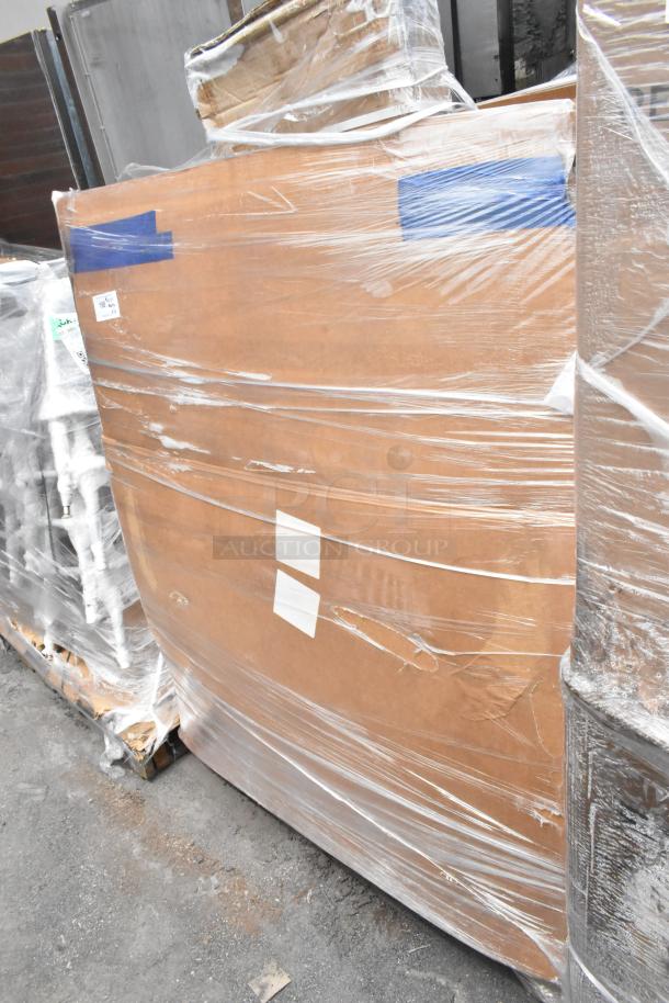 16 new scratch and dent Regency 460SS2448 stainless steel solid shelves, wrapped, tagged as NSF, 24"x48".