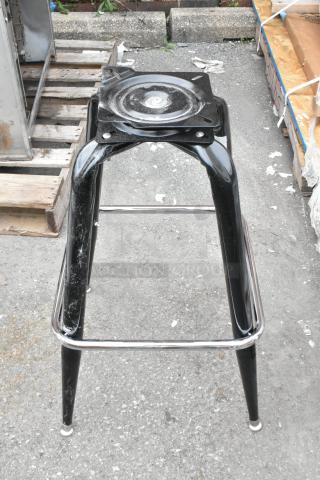 16 new Lancaster Table & Seating 164BUCKFRAME barstool frames, scratch and dent condition, black and chrome finish.