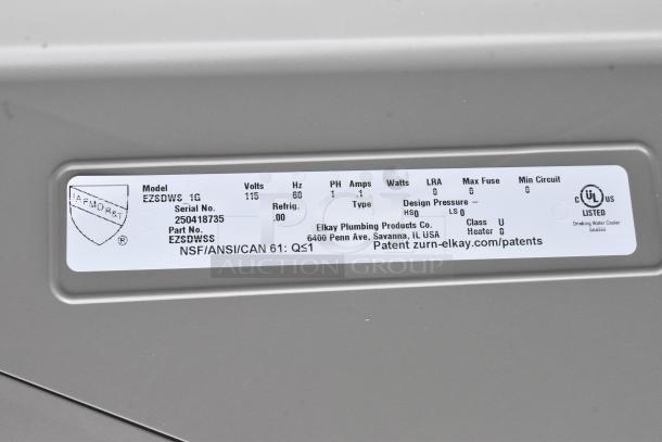 Brand new Elkay EZSDWS_1G wall mount water fountain. 115V, serial no. 250418735. NSF/ANSI/CAN 61 certified.