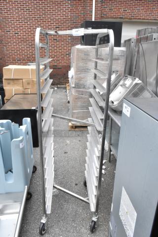 BRAND NEW Channel 402SN 15 Pan Rack, stainless steel, end load, nesting, on commercial casters, scratch and dent condition.
