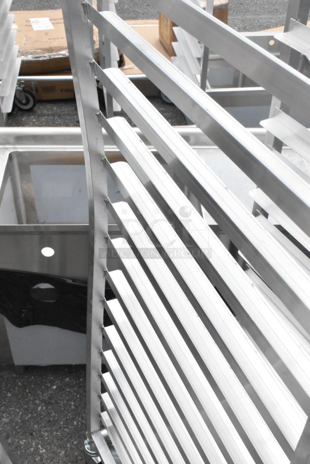Regency 600STPR20KD 20-pan aluminum steam table pan rack with commercial casters, brand new, minor scratches.