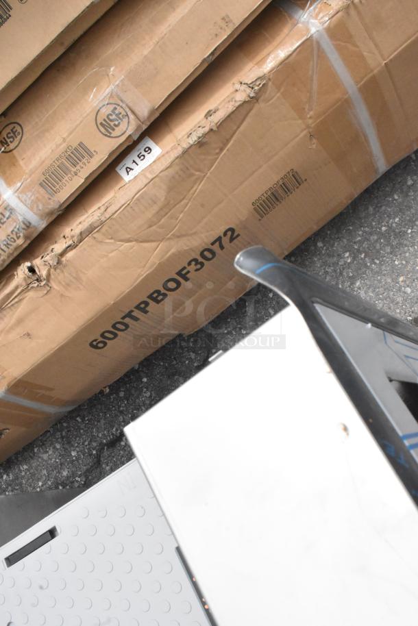 Brand new stainless steel toilet paper dispenser with minor scratches. Packed in a labeled box, model 600TPBOF3072.