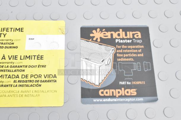 Endura 3920PA15 2" Plaster Trap, brand new with minor scratches and dents, 20 GPM, includes warranty details.