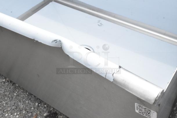 BRAND NEW SCRATCH AND DENT! Steelton 36"x24"x14" utility sink with 8" faucet center, visible dents on corner and rim.