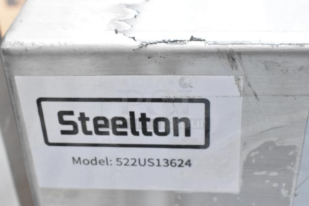 Steelton 522US13624 utility sink, 36"x24"x14", scratch and dent condition, for 8" center faucet, visible surface imperfections.