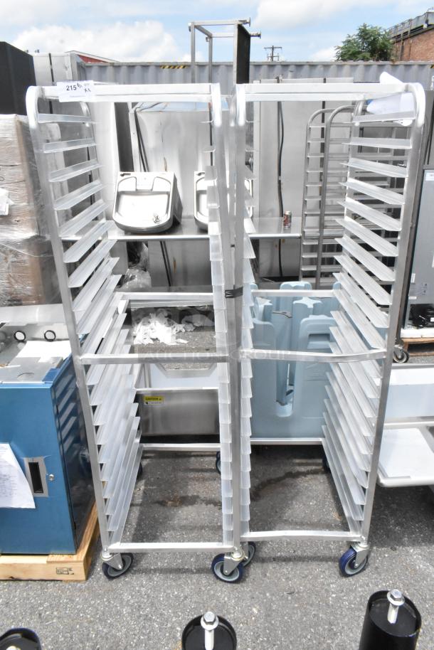 Brand new Advance Tabco PR20-3W sheet pan rack, holds 20 pans, end load design, commercial casters, slight scratches.