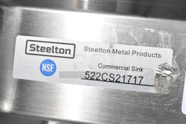 Steelton 522CS21717 commercial sink, 39.5" stainless steel, 18-gauge, 2 compartments, NSF certified, scratch and dent condition.