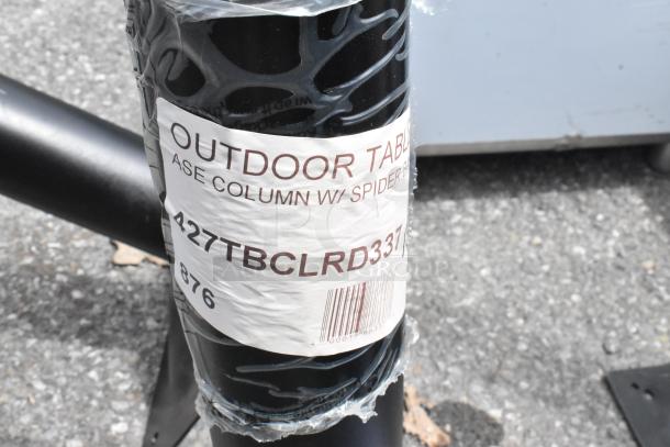 Brand new Lancaster Table & Seating Excalibur 3" bar height outdoor table base column with minor scratches, model 427TBCLRD337.