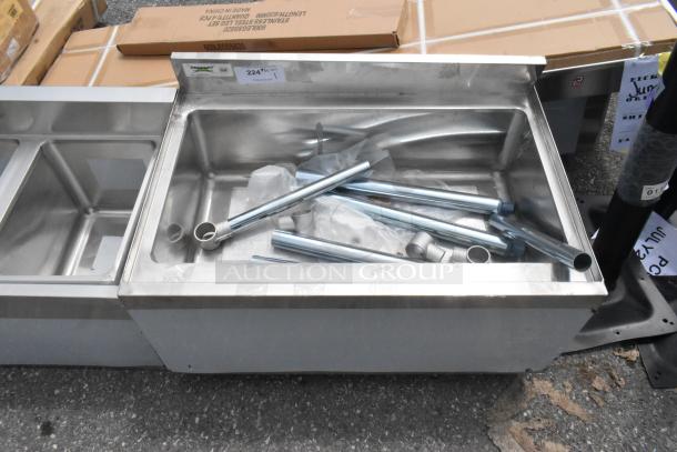 Brand new Regency 21" x 30" underbar ice bin by Clark, includes 10 circuit post-mix cold plate and bottle holders, scratch and dent condition.