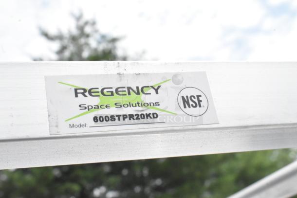 Regency 600STPR20KD steam table pan rack label, NSF certified. Made of aluminum, suitable for 20 pans on casters, scratch and dent.