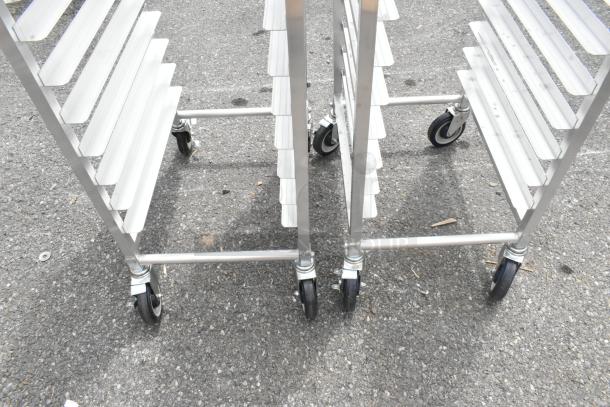 Brand new Regency 600STPR20KD aluminum steam table pan rack on commercial casters. Scratch and dent. Holds 20 pans.