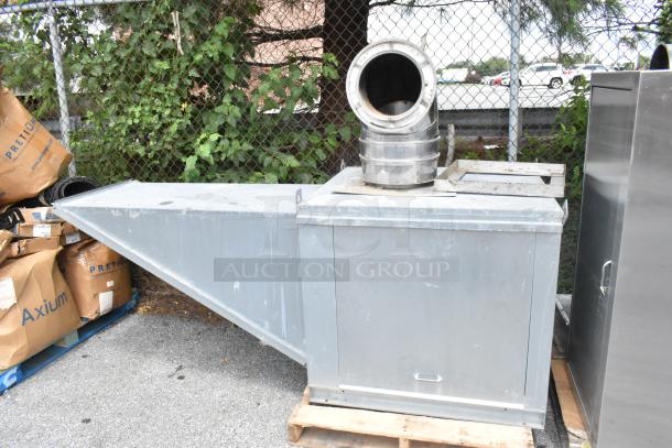 Stainless Steel Commercial Grease Hood with Mushroom Exhaust Fan, FloAire SA15 Ventilator, and Metal Filter in used condition.
