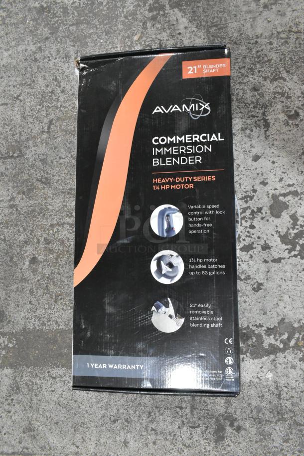 BRAND NEW AvaMix 928IBHD21 21" Heavy-Duty Immersion Blender, 1 1/4 hp, 120V, with scratches and dents, in box. 1-year warranty.