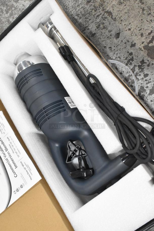 Brand new AvaMix 928IBHD21 21" heavy-duty immersion blender, 1 1/4 hp, 120V, variable speed, in packaging, minor imperfections.
