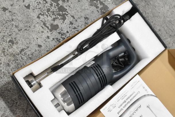 Brand new AvaMix 928IBHD21 21" immersion blender, 1 1/4 hp, 120V, 1 phase, with scratch and dent, in original packaging.