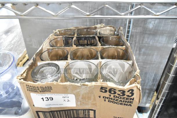Box of 12 Libbey 5633 Hobstar 16 oz. cooler glasses, new, one missing. Includes scratch and dent packaging.