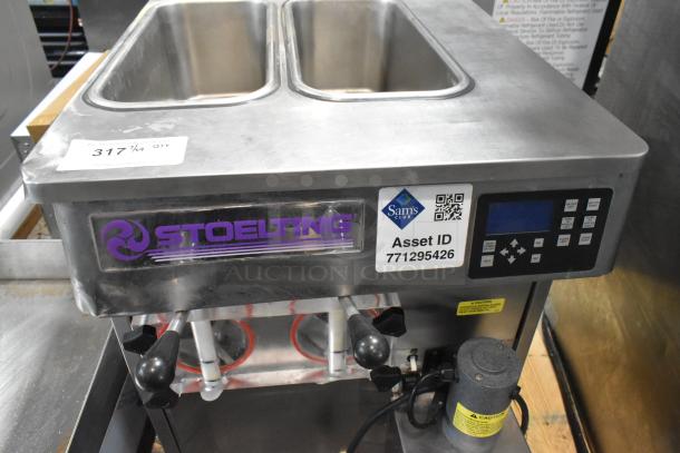 Stoelting SF121-38I2 stainless steel commercial countertop air-cooled soft serve machine, 2 flavor with twist, 208-240V.