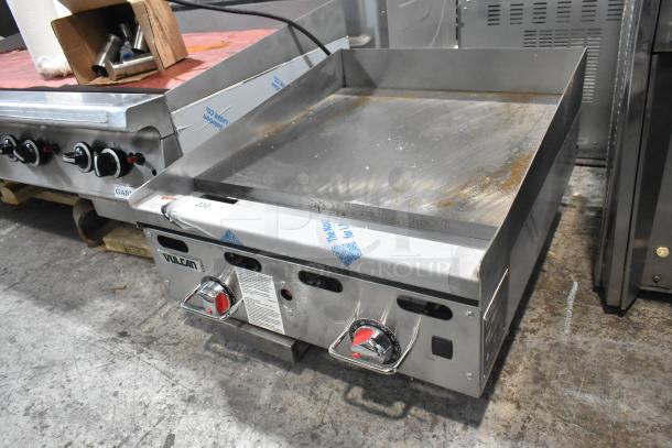Vulcan MSA24-101 stainless steel natural gas griddle, 54,000 BTU, new with visible scratches, commercial countertop model.