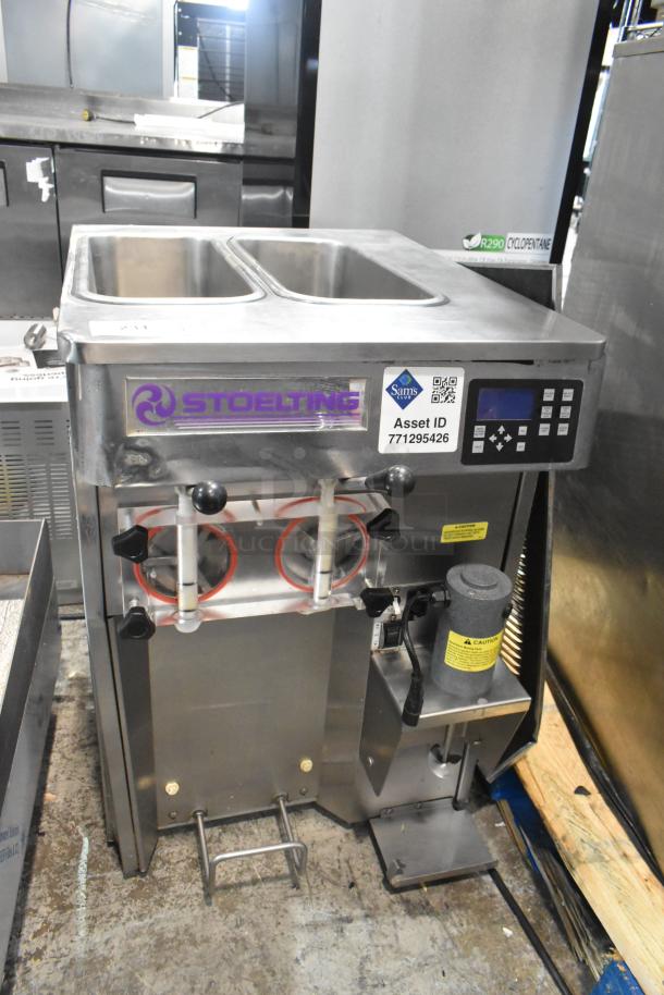 Stoelting SF121-38I2 stainless steel commercial soft serve ice cream machine, 2 flavor with twist, air-cooled, 208-240V.